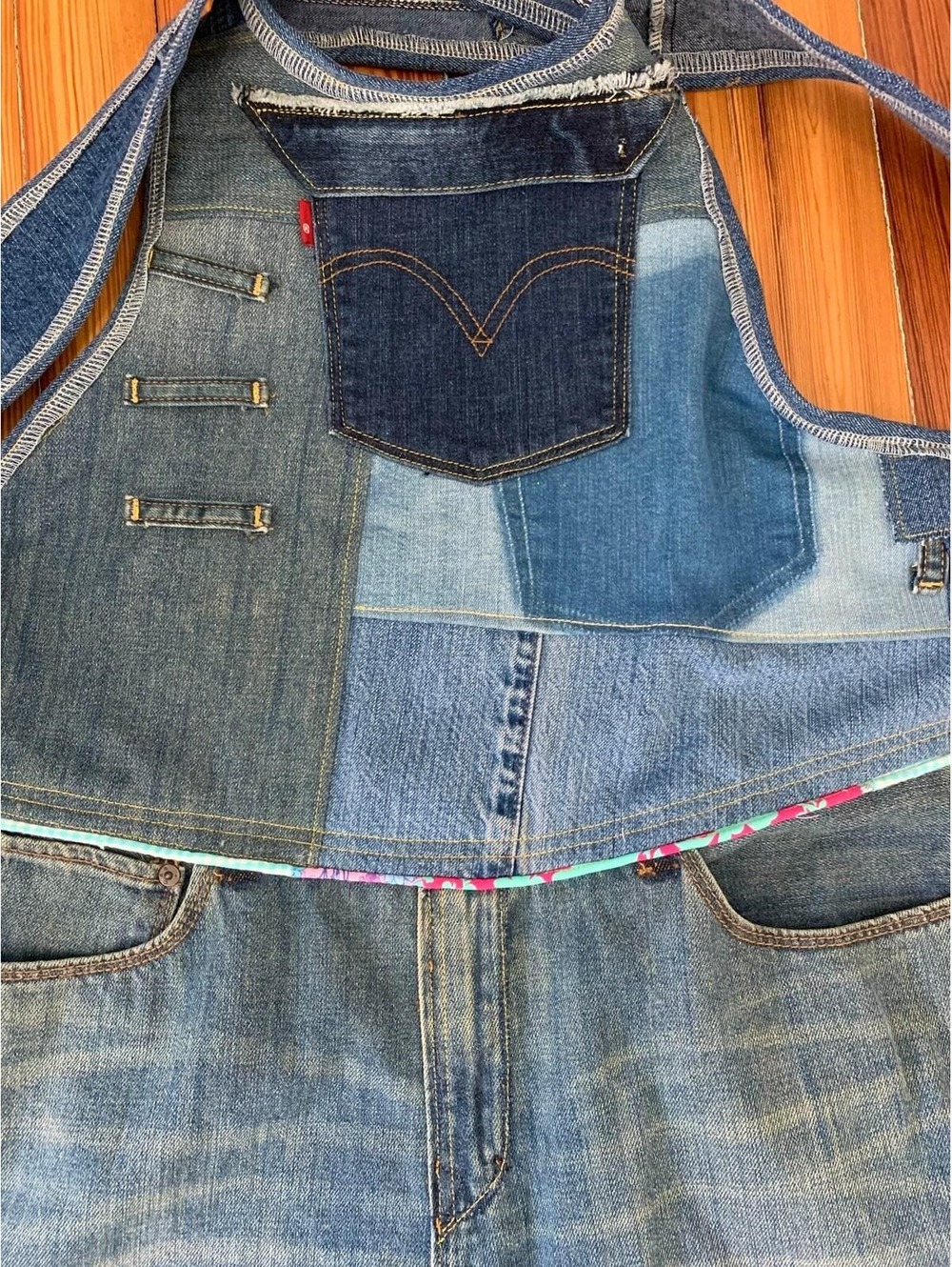 Crossback Denim Apron Extra Long Japanese Cross Back OOAK
